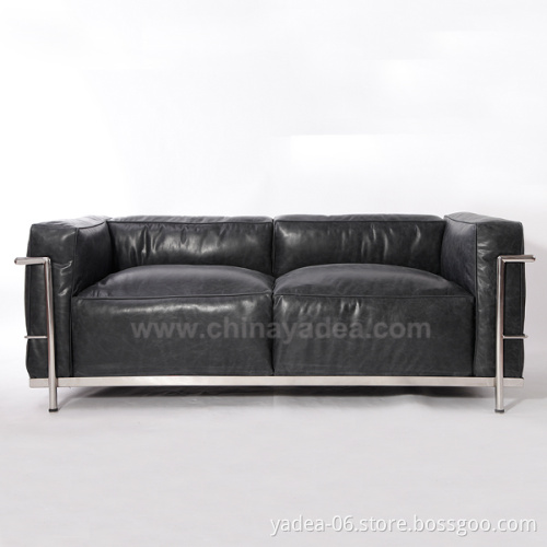 Furniture Le Corbusier LC3 Loveseat leather sofa